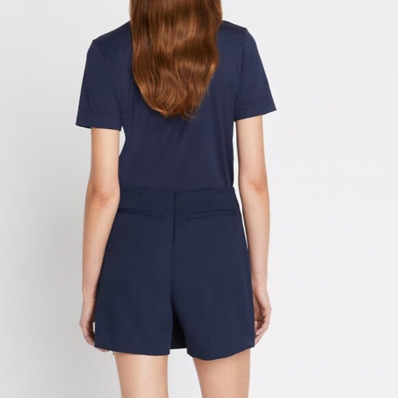 Tory Burch Tech Twill Golf Skort Size XL Navy Blue Ruffle Skirt Shorts Sporty - Picture 2 of 14